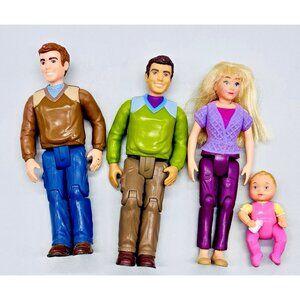 Fisher Price Loving Family Mom Dad Man Pink Baby Doll Lot of 4 2011